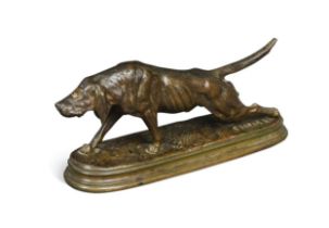 After Victor Chemin (1825-1901), a small bronze of a bloodhound,