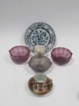 A small collection of ceramics including a Venetian bowl; two wine glass coolers; a Chinese coffee