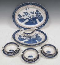 A Booths 'Real Old Willow' pattern blue and white part service