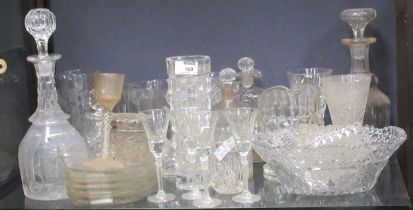 A quantity of 20th century cut glass to include decanters, bowls, jugs etc