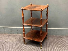 A rosewood three tier small stand and a two tier side table (2)