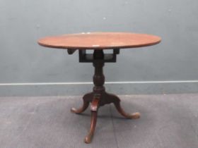 A George III and later oak tripod table, 71 x 92cm Provenance: Heydon Grange, Norfolk