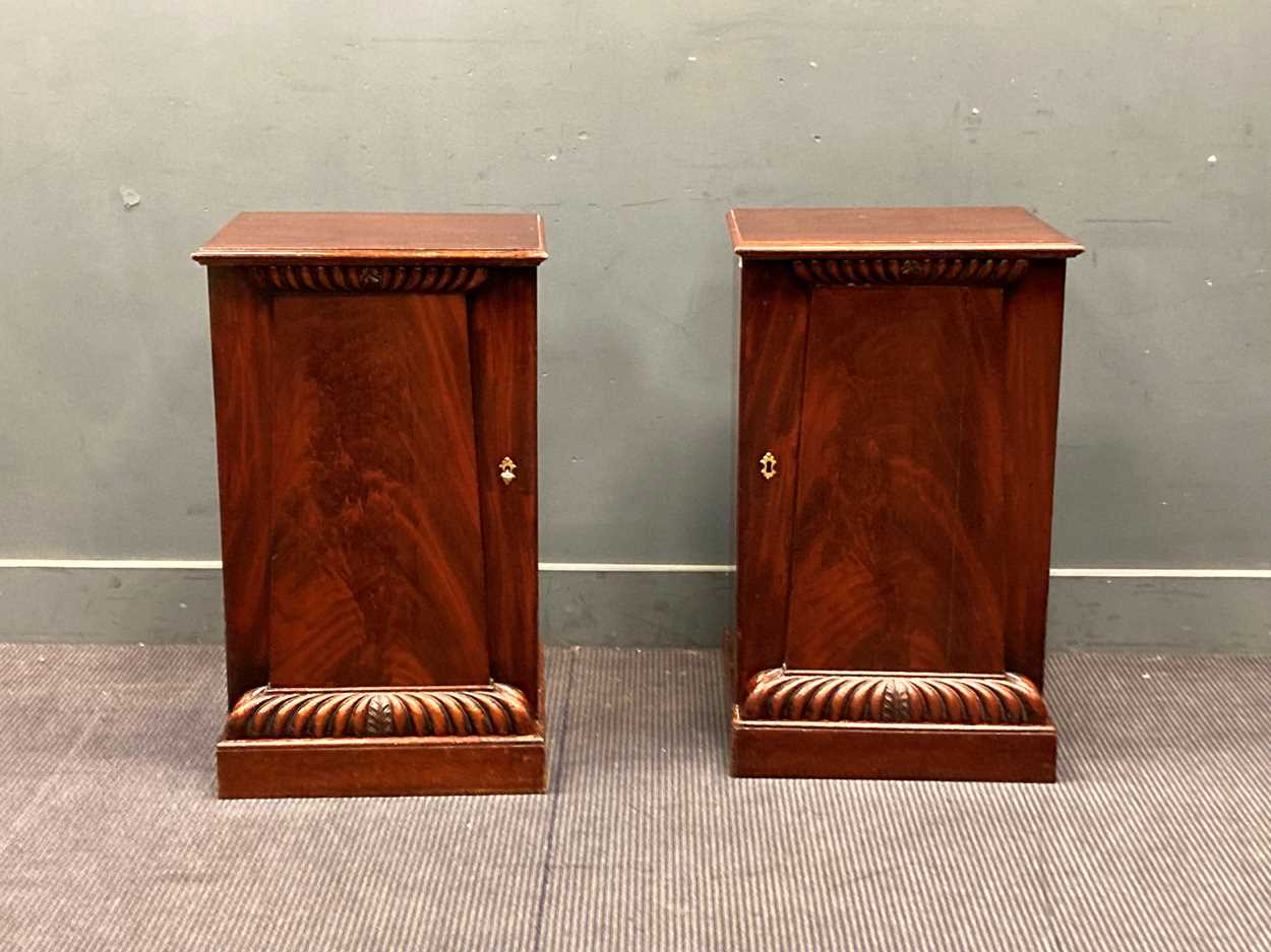 A pair of Victorian mahogany bedside pedestal cabinets (Adapted) 77cm x 45cm x 39.5cm