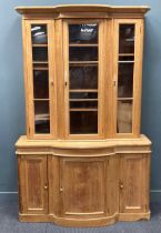 A Victorian pine glazed-top bookcase 225 x 145 x 57cm