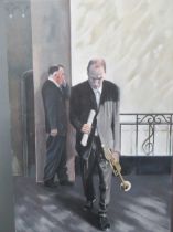 Brian Tuts - The Trumpet Player signed 'B Tuts' (lower right) oil on canvas 102 x 76 cm