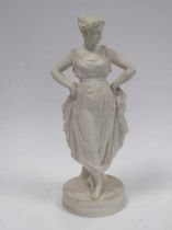 Parian ware of a classical maiden in robe, 44cm high Minor graze to the nose, surface dirt and