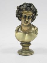 A 19th century Grand Tour bronze bust of Dionysus or Bacchus, 16cm high