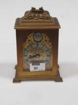 Canham of London gilt bronze or brass case miniature mantel timepiece with 'Tempus Fugit' to arch,