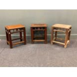 Three Chinese hardwood stools, 48 x 41 x 30cm approx