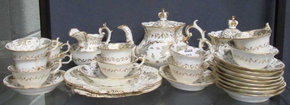 A part Rockingham tea service, comprising teapot and cover, sucrier and cover, slop bowl, cream jug,