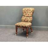 A Victorian turned leg side chair on castors