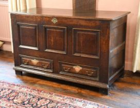 An oak mule chest, 18th century,