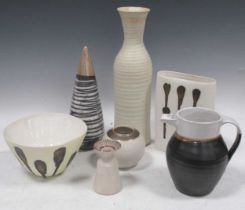 A collection of studio pottery and ceramics to include, bowls, a jug, vases etc