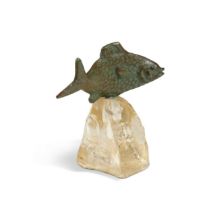 A 20th century patinated bronze model of a fish,