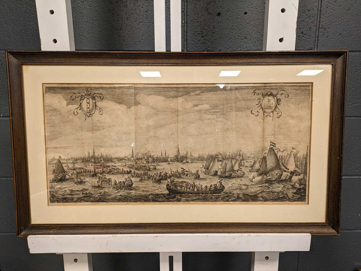 A Dutch early 18th century framed bookplate, 30cm x 65cm; together with a 20th century - Image 2 of 6