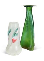 A Loetz green propeller vase,