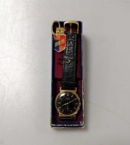 A gold-plated watch by Oris with the original box and swing tag The watch is in working order but