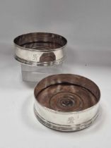 A pair of (probably) Georgian silver bottle coasters - marks extremely rubbed