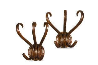 A pair of Thonet style bentwood wall-mounted coat racks,