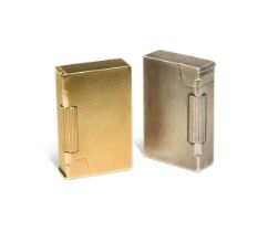 A 9ct gold pocket lighter by A D Bach and another silver example,