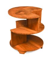 An Art Deco walnut segmented occasional table,
