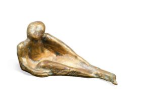 A mid-century bronze of a reclining figure,