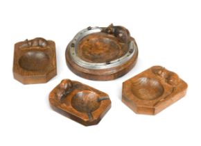 Robert 'Mouseman' Thompson, a group of four oak ashtrays,