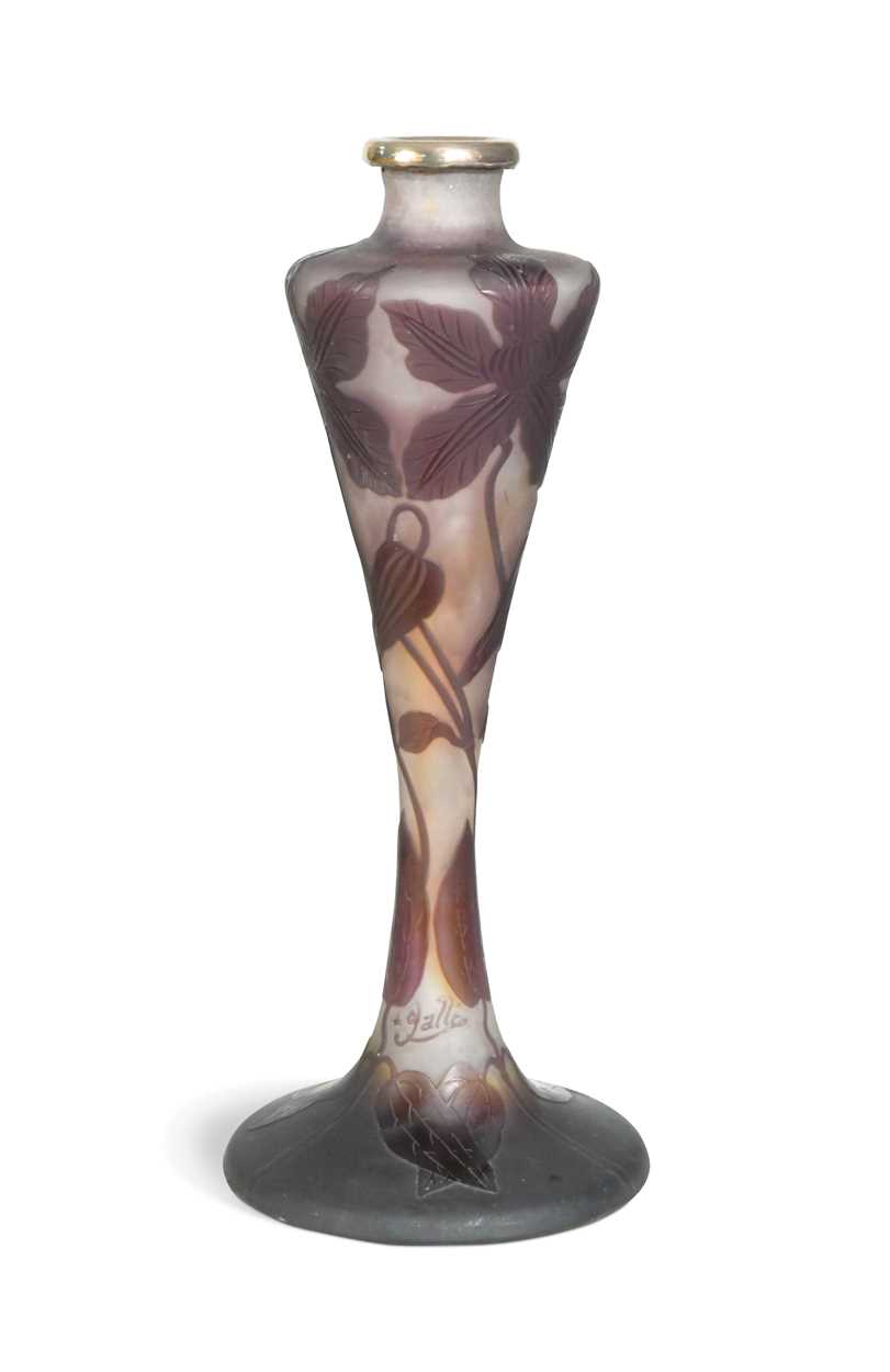 Emile Gallé (1846-1904), cameo glass and metal mounted vase,