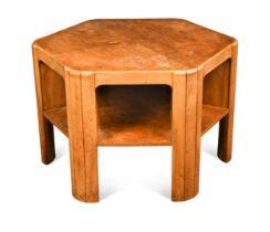 A Heal's walnut hexagonal coffee table, circa 1930s,