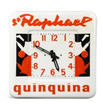 A St Raphael Quinquina advertising enamel wall clock, circa 1950s,