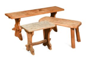 Thomas 'Gnomeman' Whittaker (1912-1991), three small oak tables or benches,