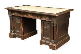 A Continental Art Nouveau oak desk, possibly German,