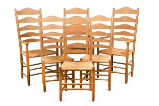 Neville Neal, a Cotswold School set of twelve ash ladder back chairs,
