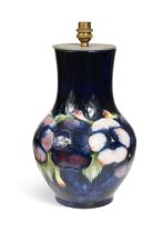 A Moorcroft Pansy pattern table lamp,