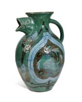 James Dewdney for C.H. Brannam Barum Pottery, a large fish jug, 1897,