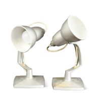 A pair of Hadrill and Horstmann aluminium desk or wall lamps,