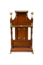 A late Victorian brass mounted mahogany hall stand, probably Jas Shoolbred,