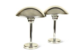 A pair of modern chrome table lamps,