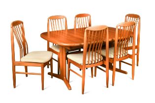 Benny Linden, a Danish teak extending dining table and six chairs,
