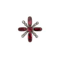 A Georgian garnet and diamond brooch,