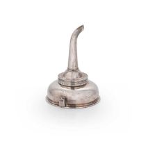 A George III 18th century silver 2-piece wine funnel,