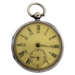 Unsigned - A Victorian silver open faced pocket watch with 24 hour dial,