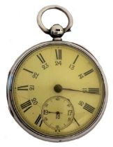 Unsigned - A Victorian silver open faced pocket watch with 24 hour dial,