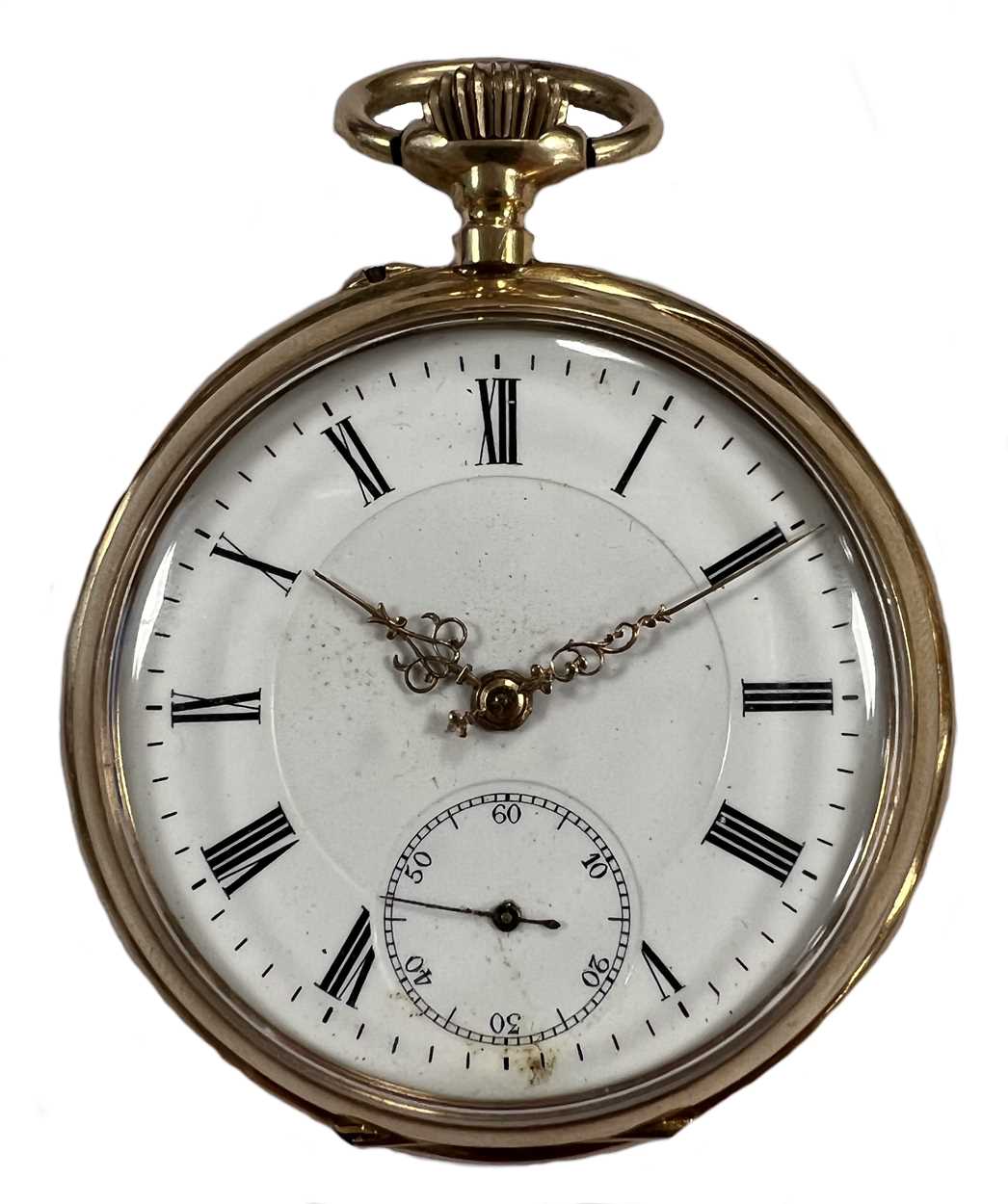 Unsigned - A Swiss 14ct gold open faced pocket watch,
