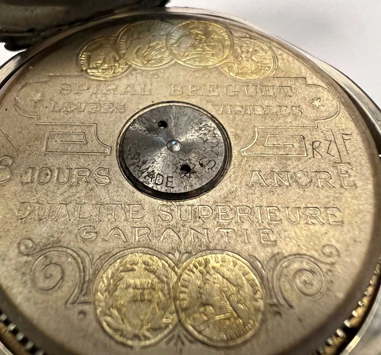 Schild & Cie. - A silver 'Hebdomas' 8 day open faced pocket watch, - Image 6 of 6