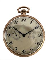 Cornioley, La Chaux-de-Fonds - A gold plated 8 day open faced pocket watch,