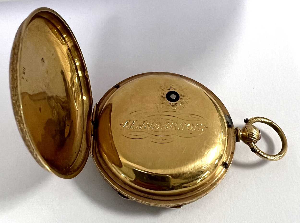 Unsigned - A late 19th century 18ct gold open faced pocket watch, - Image 3 of 7