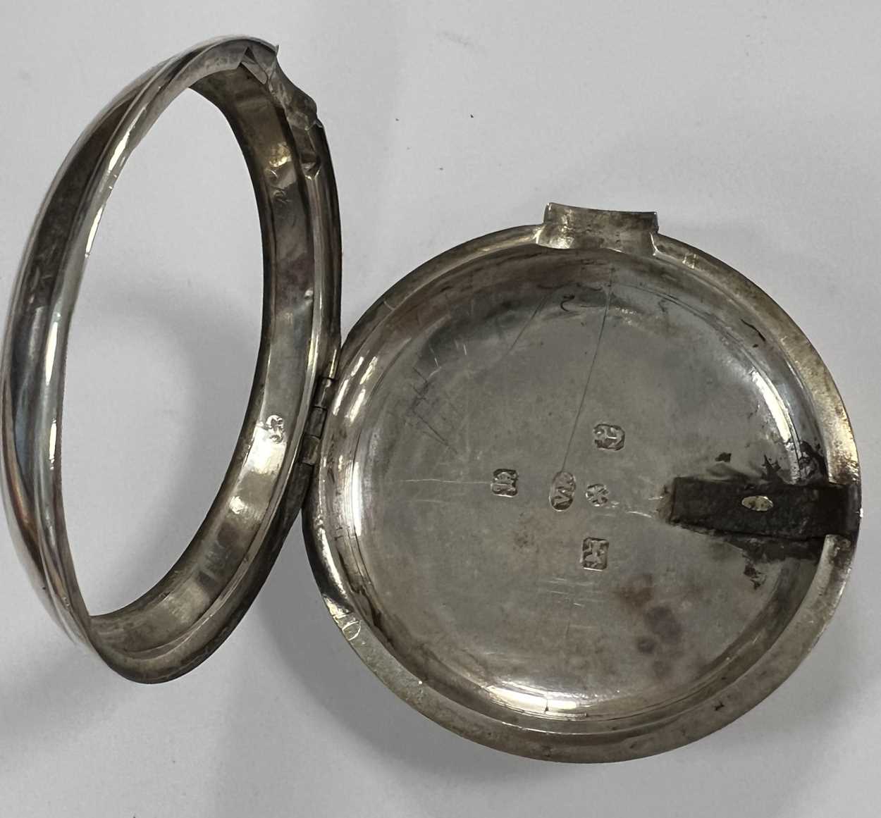 Unsigned - An early 19th century silver pair cased open faced pocket watch, - Image 2 of 9