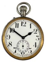 Unsigned - A base metal 'Railway' style 'Goliath' open faced pocket watch,
