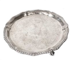 An early George III 18th century silver waiter,